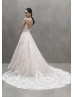 Beaded Ivory Lace Tulle Deep V Back Wedding Dress